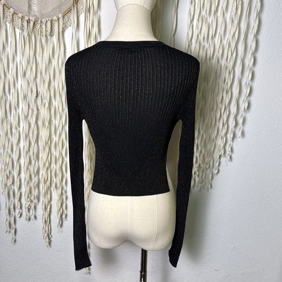 AllSaints Kowlo Shine Metallic Long Sleeve Cropped Sweater Size Small - Picture 12 of 12